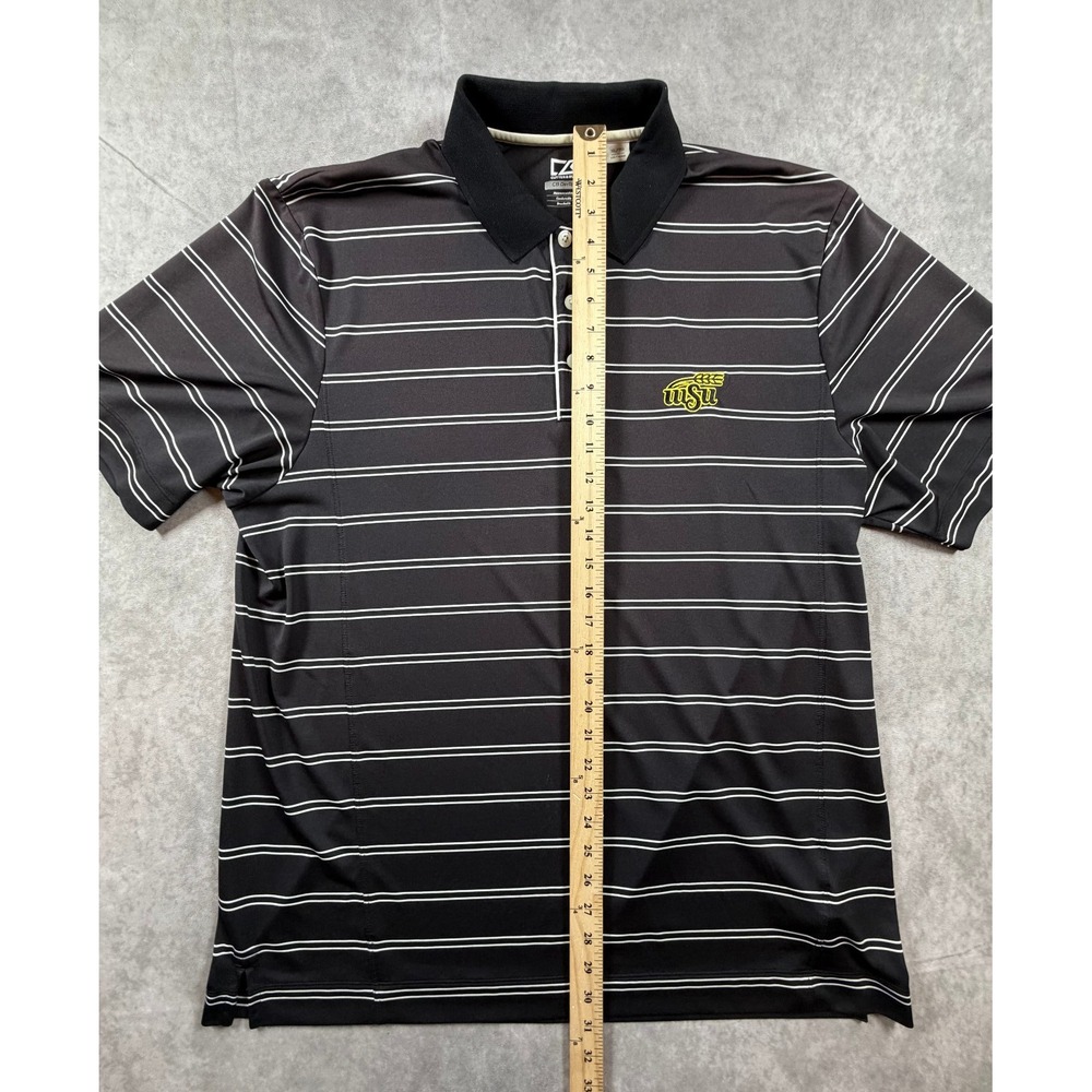 Cutter Buck Wichita State Shockers Mens XL Polo Shirt Black White Stripe DryTec - Picture 7 of 10